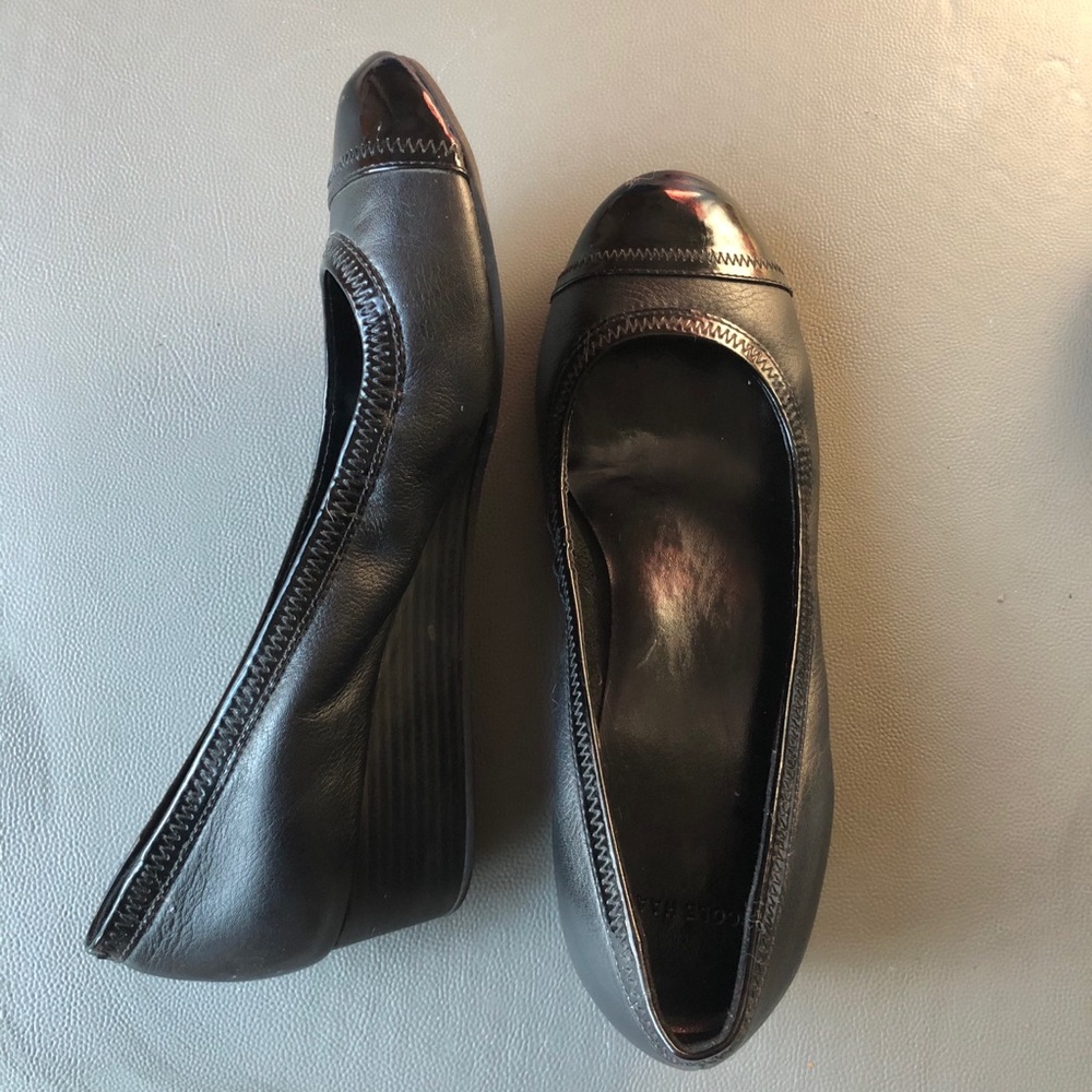 Cole Haan - black leather low heel wedge- US 7
